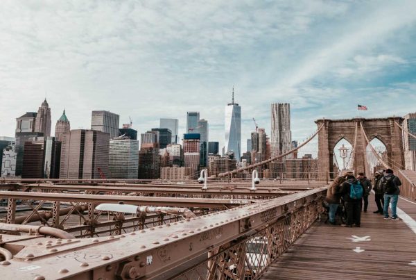 New york people on bridge