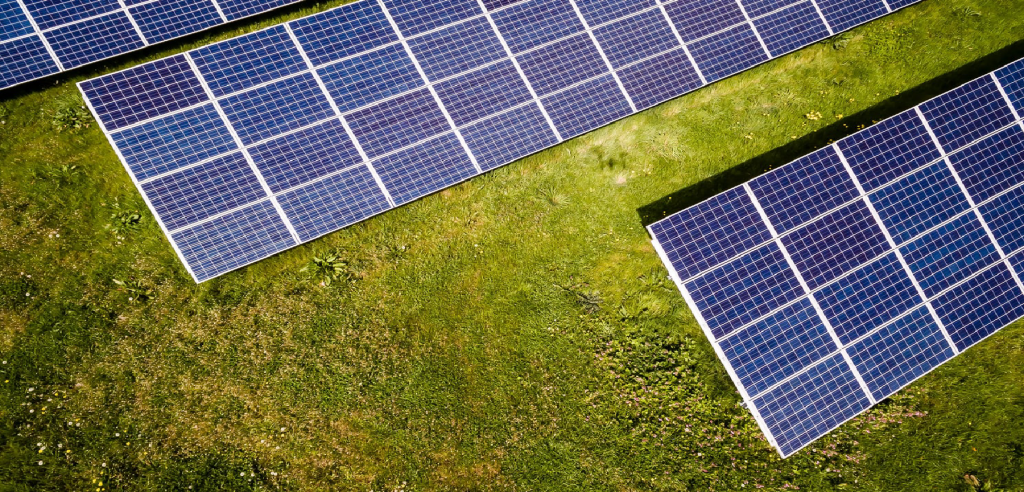 solar panels on grass
